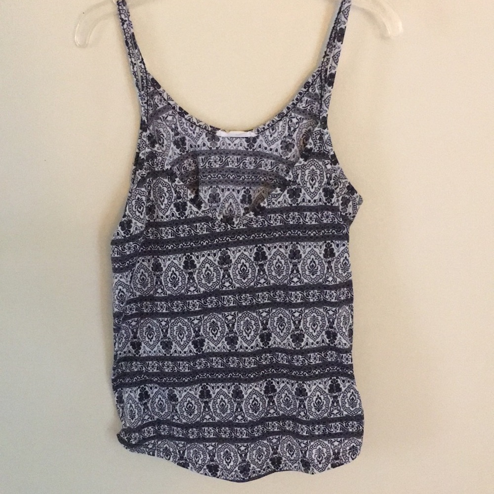 Tribal black and white tank